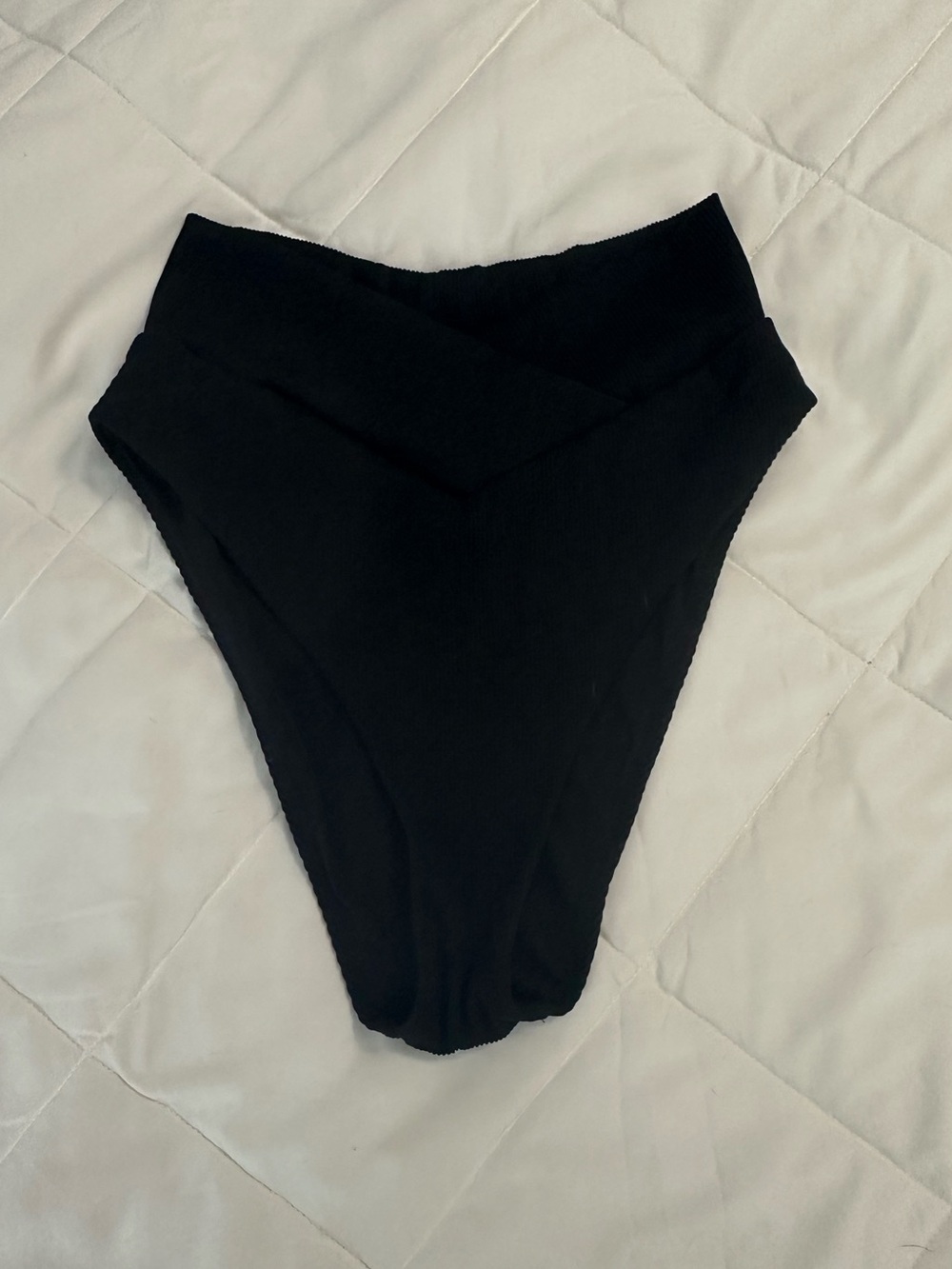 aerie Black Ribbed High-Cut Cheeky Bikini Bottom